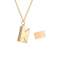 Elegant gold envelope pendant necklace with engravable metal card in stainless steel - Love You Engraving / Rose Gold