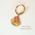 Detailed close-up showing 2x14mm gold stainless steel hoop earring with orange stone inlay - Sunstone