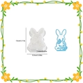 3D rabbit silicone mold with floral patterns and a blue finished bunny reference - Pattern Rabbit Ornament 006 / White