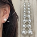 Minimalist oversized white pearl stud earrings set with varied sizes and 1cm diameter - 3875-1.0cm Pearl Stud