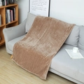 Coffee brown flannel blanket with vertical ribbed texture on a grey home sofa - Striped Mocha Brown / 75*120cm