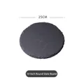 10-inch circular natural black slate plate for steak and sushi with raw edge finish - Round Diameter 25cm