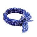Bandana rinfrescante per cani con motivo a foglie blu e fiocco decorativo per l'estate - 100*5cm / Foglie Blu