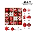 Detail of 42-piece Christmas ball set with red and white painted ornaments and stars - Red and White Star Painted Set 2