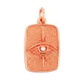Rectangular rose gold pendant featuring evil eye relief with white zircon stone - Rose Gold Micro-pave Eye Rectangle Style (K085225K2-R Gold)