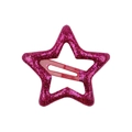Macro detail of rose pink star hair clip with glittering surface and back metal grip - Rose Pink Glitter Style (5)