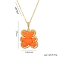 Titaniumstalen ketting met oranje berenhanger en gouden rastertextuur details - Oranje Beer (8892)