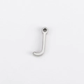 Polished silver stainless steel letter J charm pendant for DIY jewelry making - J (Bracelet Accessory) / Steel