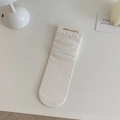 White Japanese lolita style mesh crew socks with delicate lace trim and hollow patterns - White Small Diamond