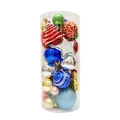 Assorted colorful Christmas ornaments set in transparent PVC box for tree decoration - Assorted Shapes Colorful Set (Yixingqiu Duoduo Bucket) / Bucket Pack 31*14CM