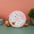 Pink donut silicone crossbody bag for girls featuring sweet strawberry and floral patterns - Strawberry Donut Pink Large Size