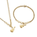 Set di gioielli dorati con violino e chitarra, inclusi collana con catena a O e bracciale - Set Collana e Bracciale / Set Oro (KS143167-Z)