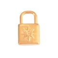 Gold stainless steel square padlock pendant with embossed starburst detail for jewelry DIY - 10# Padlock