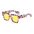 Gafas de sol cuadradas de carey púrpura con lentes amarillas y remaches dorados - Montura Carey Blanca Lentes Amarillas