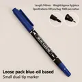 Blue dual-tip permanent marker with fine and thick points for art sketching - Oil-based Hongcheng / Bulk Packaging / Blue