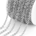 Detail der silbernen Edelstahl-Prägekette mit Diamantschliff-Textur auf der Spule - Breite 1.2mm / Stahlfarbe