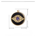 Dettaglio del ciondolo a cuore malocchio oro e blu con indicazioni di misura 18mm - Tondo Nero (YE762-1)
