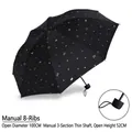 Black folding umbrella with gold crown print and 100cm diameter anti-UV sunshade - Manual Model / Crown Black