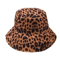 Classic leopard print bucket hat with wide brim in brown and black spotted canvas fabric - Yellow Leopard