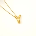 Balloon style letter Y pendant on thin gold bead chain necklace for women - Letter Y (S-P062-Y)