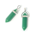 Green crystal bullet-shaped pendant with silver clasp in hexagonal pointed natural stone - Green Aventurine