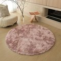Pink circular plush long-pile rug for modern bedroom and living room decor - Diameter 80cm / Tie-dye Pink Purple
