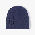 Winter cable-knit beanie for men and women in deep blue color for cold outdoor warmth - One Size / Navy Blue