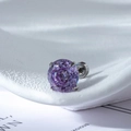 Titanium steel stud earring with a round purple zircon and secure screw-back closure - 6mm Zircon (Single) / Blue-Purple