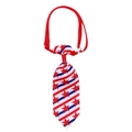 Detail of pet necktie with American flag stars and stripes and red adjustable strap - NT153-3
