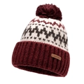 Berretto invernale in maglia con motivo Fair Isle, pompon e fodera calda in bordeaux - Regolabile / Borgogna