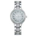 Orologio elegante in argento con numeri romani e pavé di cristalli brillanti - Argento