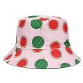 Rosa Fischerhut mit Allover-Wassermelonen-Print und gesteppter Krempe für Damen - Wassermelone