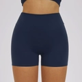 Women's high-waisted yoga shorts in navy blue with squat-proof stretch fabric - S / Navy Blue