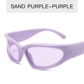 Futuristic Y2K cycling sunglasses in sand purple matte frame with purple lenses - Matte Purple Frame Purple Lens