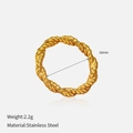 Polished gold stainless steel twisted rope ring weighing 2.2g with 18mm inner diameter - Rope Twist Style (YHTSR-2501215)