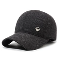 Men's winter baseball cap in dark grey knit texture with warm ear protection - Adjustable / Gray