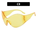 Futuristic Y2K rimless one-piece oversized sunglasses in transparent yellow finish - Yellow