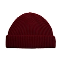 Classic burgundy knit beanie featuring a ribbed texture and folded cuff for winter warmth - Burgundy