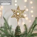 Puntale per albero di Natale a fiocco di neve dorato glitterato, 8,5 x 16 cm - Stile C / 8.5x16cm