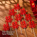 Red felt Xi character cake topper with gold glitter for Chinese wedding party decor - Paper Square Double Happiness 10Pcs