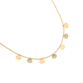 Collier doré avec pierres d'opale alternées et disques métalliques sur une chaîne à perles - 4# Ovale Bleu