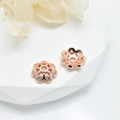 Cuentas espaciadoras flor de oro rosa con circón blanco para joyería DIY y capuchones - 8mm / Oro rosa