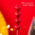 Glossy red sugar gourd cake topper decoration for baby first birthday parties - Large Candied Haw