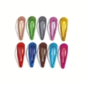 Set of 10 colorful glitter teardrop snap hair clips neatly arranged on a white background - 10 Colors Set (10Pcs Set)
