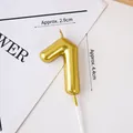 Golden metallic number 1 birthday cake candle with plastic stand, 4.4cm height for party - Golden Number 7 Candle