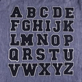 Set of 26 black and white varsity letter patches for clothing DIY and accessories - Alphabet Full Set / Navy Blue
