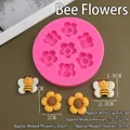 Detailed pink silicone mold for bee and sunflower crafts with size and capacity specs - Bee And Flower