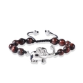 Detail von 8mm Tigerauge-Perlen mit silbernem Elefanten-Anhänger am Flechtarmband - Elefant Anhänger Perlen Stil / Rotes Tigerauge