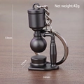 3D siphon coffee maker metal keychain in matte black finish with detailed dimensions - Siphon Coffee Maker (Black)
