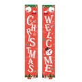 Red Christmas porch banner set featuring Santa and Snowman with Welcome text - YXS-01 Red Santa Snowman